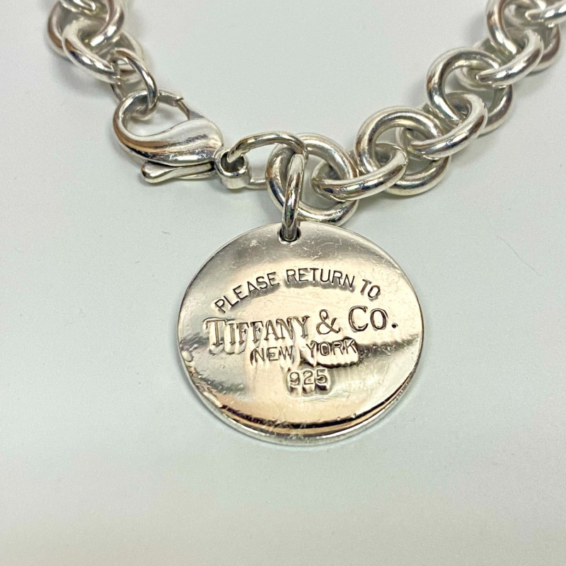 Tiffany & Co. Sterling Silver Round Tag Link Bracelet