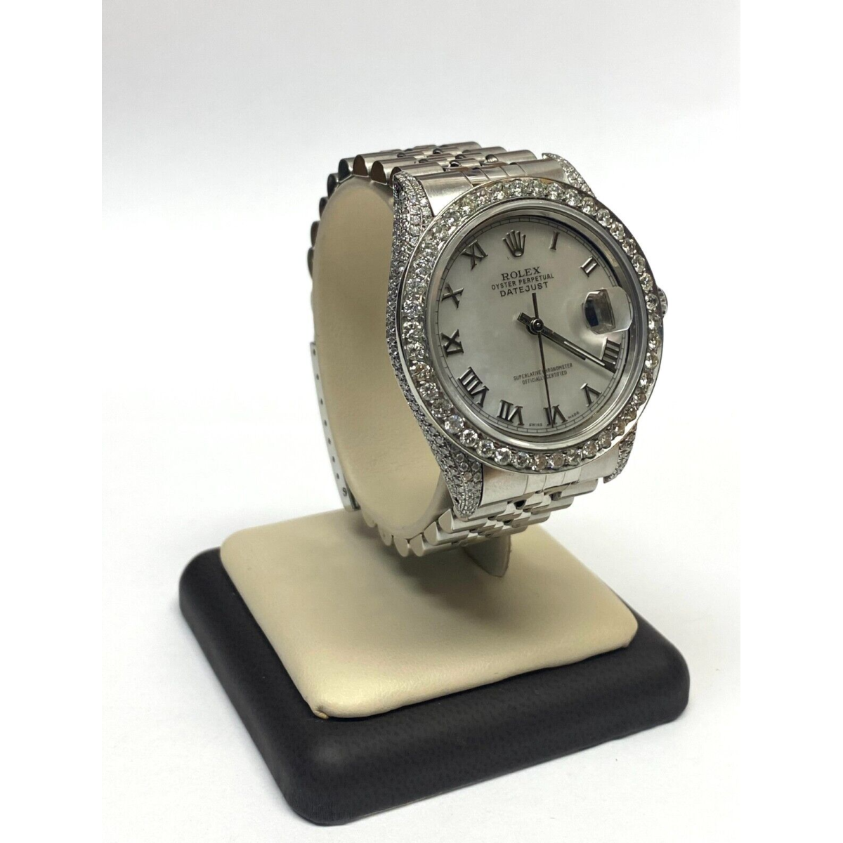 Rolex Datejust 36mm Stainless Steel Watch Diamond Bezel-White Roman Dial