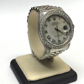 Rolex Datejust 36mm Stainless Steel Watch Diamond Bezel-White Roman Dial
