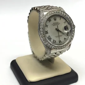 Rolex Datejust 36mm Stainless Steel Watch Diamond Bezel-White Roman Dial