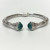 Gabriel & Co Sterling Silver And Steel Bangle S294719 With Green Carved Stone