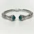 Gabriel & Co Sterling Silver And Steel Bangle S294719 With Green Carved Stone