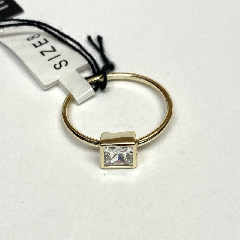 Shashi White Sapphire Square Centered Sterling Silver Ring Size 8