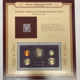 1985 San Francisco Mint Proof Set with Historic 1942 First Independence Day Stam
