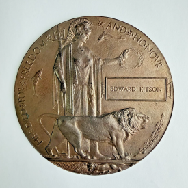 WW1 British Memorial Plaque "Dead Man's Penny" Edward Kitson - Named Bronze