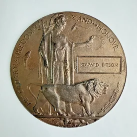 WW1 British Memorial Plaque "Dead Man's Penny" Edward Kitson - Named Bronze
