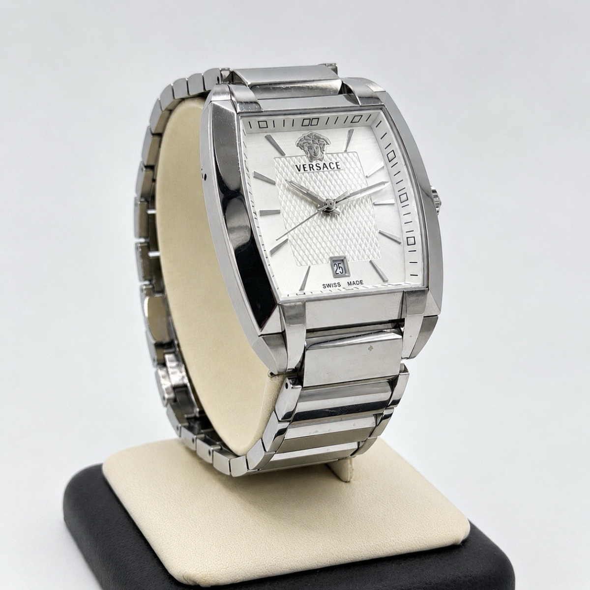 Versace Character Tonneau WLQ99D002S009 Swiss Made Quartz Silver Steel Watch - Versace