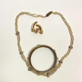 14k Gold Earrings, 2 Bracelets and Silver necklace, all stones are Pearls