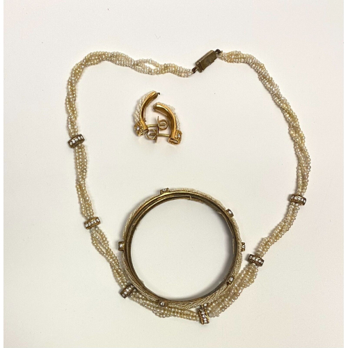 14k Gold Earrings, 2 Bracelets and Silver necklace, all stones are Pearls 14k Gold Earrings, 2 Bracelets and Silver necklace, all stones are Pearls