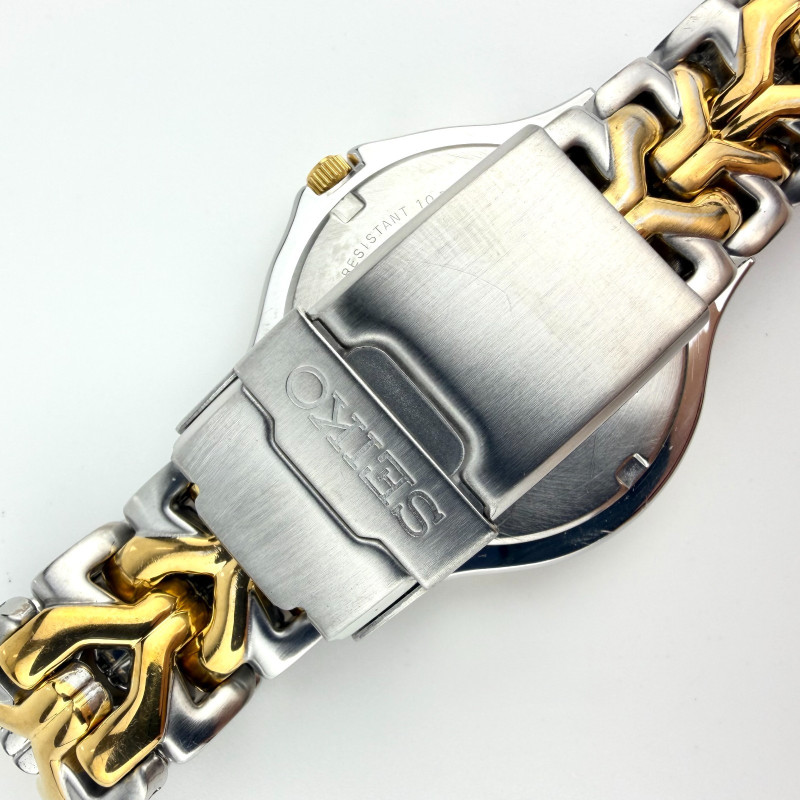 Seiko Two-Tone Sport 100 Men's Watch Two Tone Gold & Steel Date Quartz