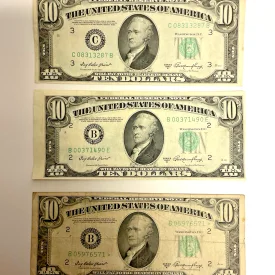 3 $10 Federal Reserve Notes 1950A & Star * Note