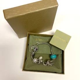 Judith Ripka Silver 925 CZ Charms Bracelet Size 7.5” Long, 7 pieces, Pouch, Box