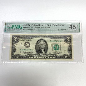 Fr 1935-C* (C* Block) $2 1976 FRN Philadelphia PMG 45 EPQ Star Note Fr 1935-C* (C* Block) $2 1976 FRN Philadelphia PMG 45 EPQ Star Note