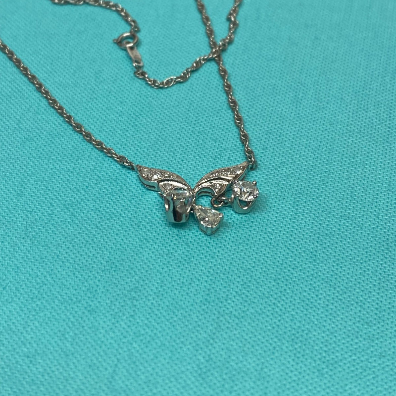 Diamond Pendant With A Neck Chain. Mounting is Made of 14 Kt Gold Diamond Pendant With A Neck Chain. Mounting is Made of 14 Kt Gold