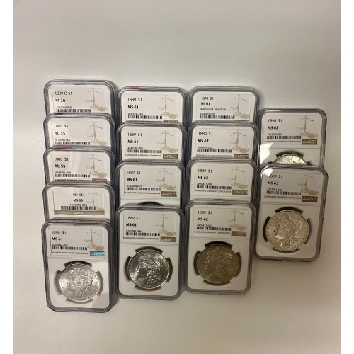 1889-1890 US Morgan Silver Dollar $1 set of 15 coins, NGC 1889-1890 US Morgan Silver Dollar $1 set of 15 coins, NGC