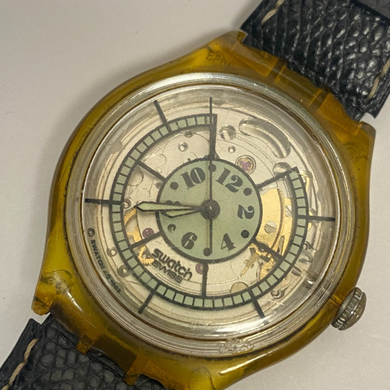 1993 Swatch Watch Automatic Vintage 23 Jewels Leather Band