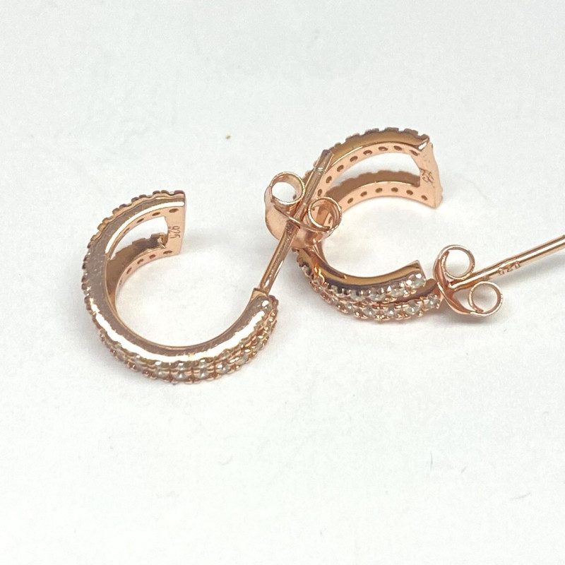 Shashi  Rose Gold Sterling Silver  Cz Designed  Curved Earrings