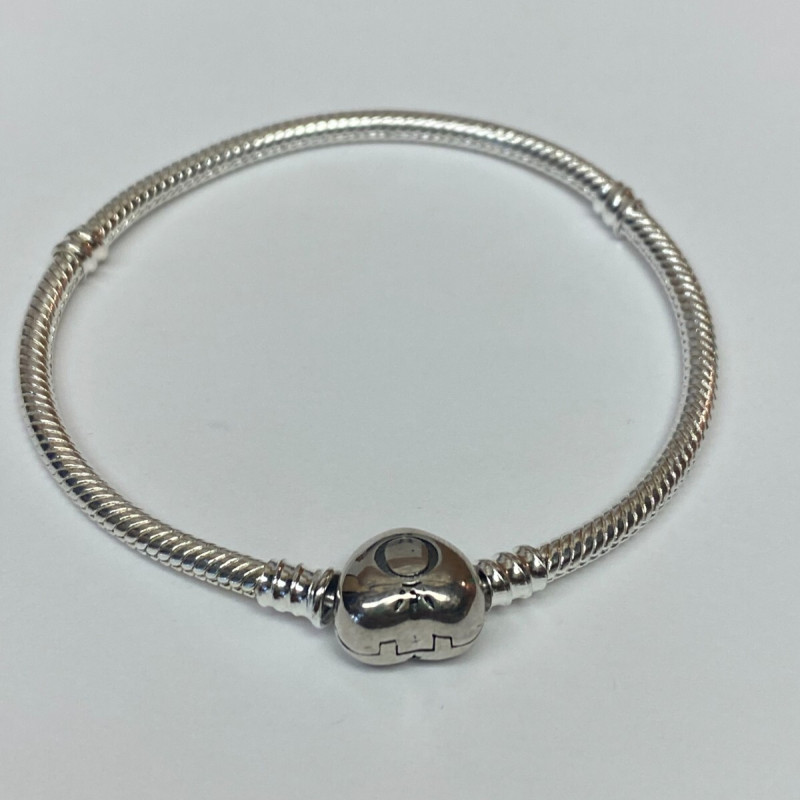 PANDORA Moments Heart Clasp Snake Chain Bracelet Size 7 inches