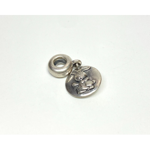 Pre-owned Pandora 925 Chinese Zodiac Rabbit Dangle Charm #790882 Pre-owned Pandora 925 Chinese Zodiac Rabbit Dangle Charm #790882