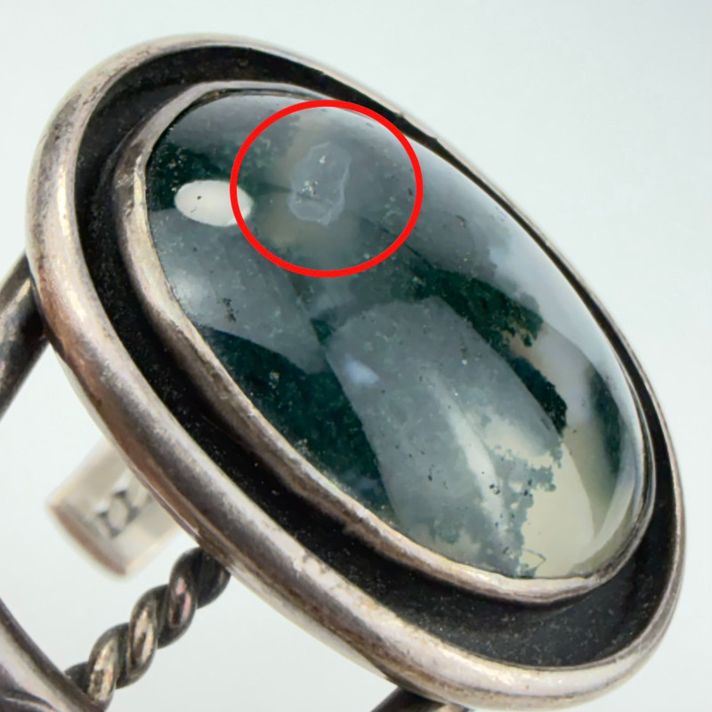 Native American Style Sterling Silver Oval Black&White Agate Stone Cuff Bracelet