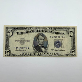 1953 A Series $5 Blue Seal Silver Certificate, F33180878A, Atlanta F Distr.