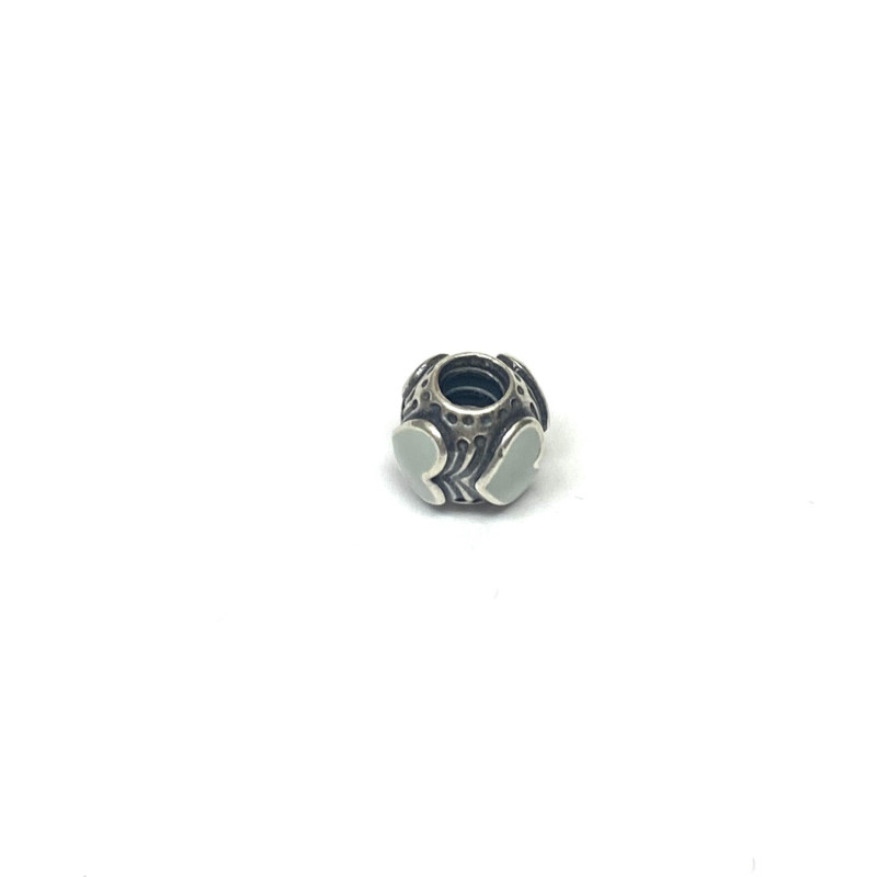 Pandora Silver Enamel Light Grey Hearts Bead 790591 Pandora Silver Enamel Light Grey Hearts Bead 790591