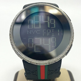 Men's GUCCI 114-2 Digital Watch Custom White Diamonds (3ct) Bezel