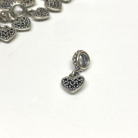 Authentic Pandora Sterling Silver Red CZ Pave Heart Dangle Charm