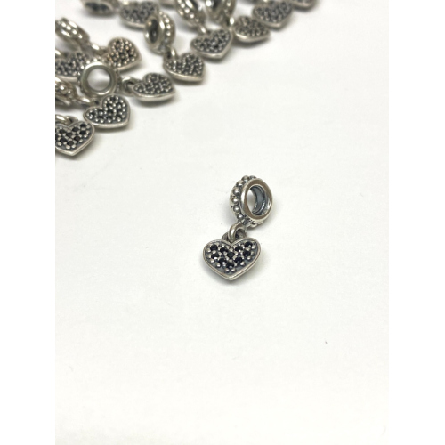 Authentic Pandora Sterling Silver Red CZ Pave Heart Dangle Charm Authentic Pandora Sterling Silver Red CZ Pave Heart Dangle Charm