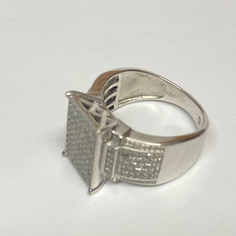 RHODIUM OVER Sterling Silver Ring ROUND DIAMOND 1.00ctw, SIZE 11