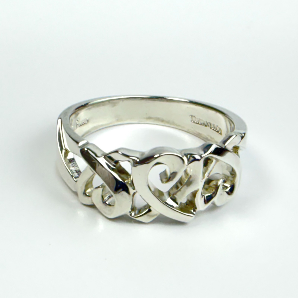TIFFANY & CO PALOMA PICASSO TRIPLE LOVING HEARTS STERLING SILVER RING 9