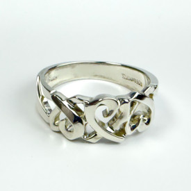 TIFFANY & CO PALOMA PICASSO TRIPLE LOVING HEARTS STERLING SILVER RING 6