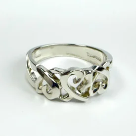 TIFFANY & CO PALOMA PICASSO TRIPLE LOVING HEARTS STERLING SILVER RING 6