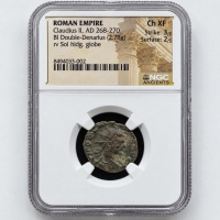 Claudius II Gothicus AD 268-270 Roman Empire Double Denarius NGC Ch XF Sol Globe