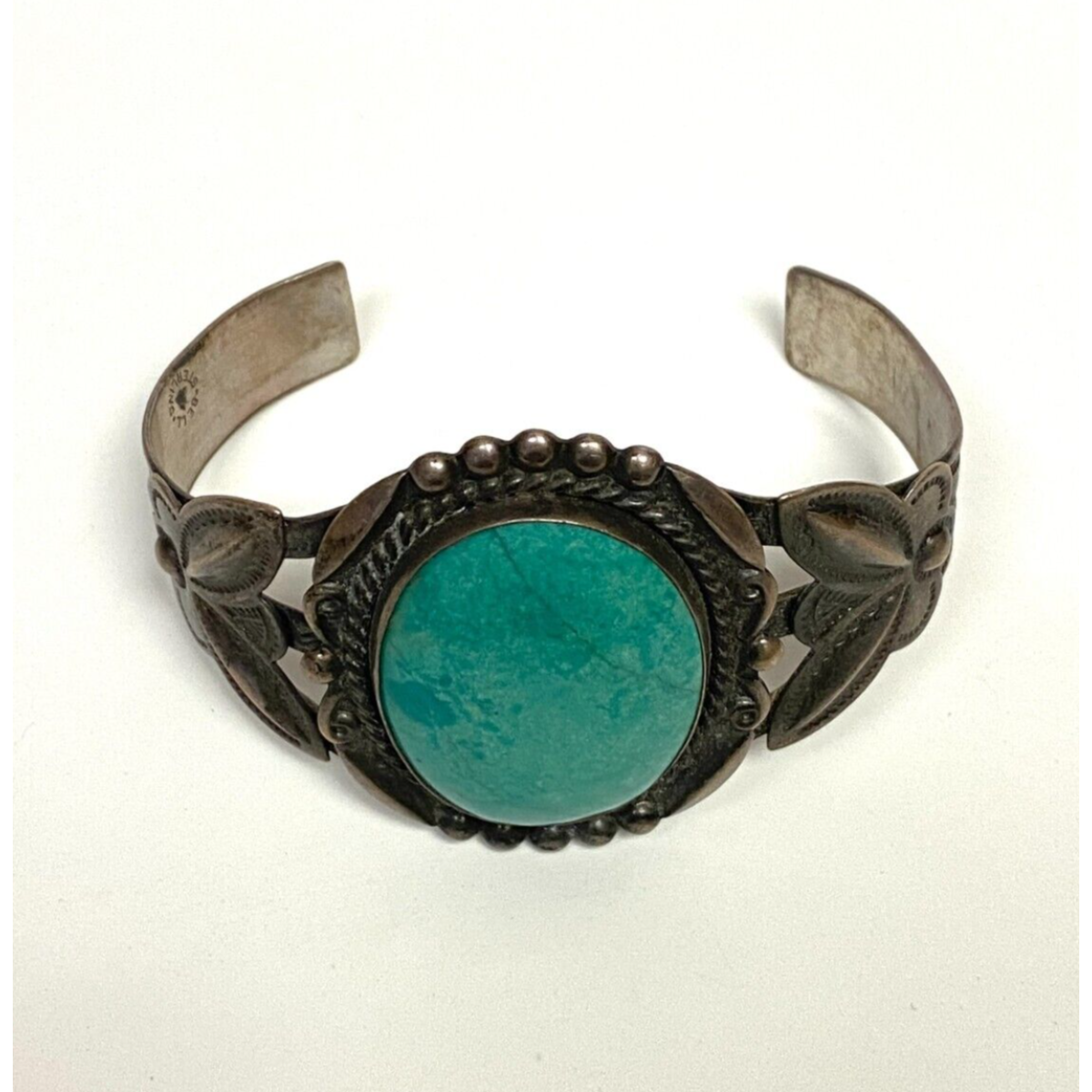 Vintage Cuff Bracelet Bell Sterling with Turquoise