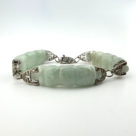 Designer Sterling Silver Light Green Natural Jade Bangle Bracelet - China LEC