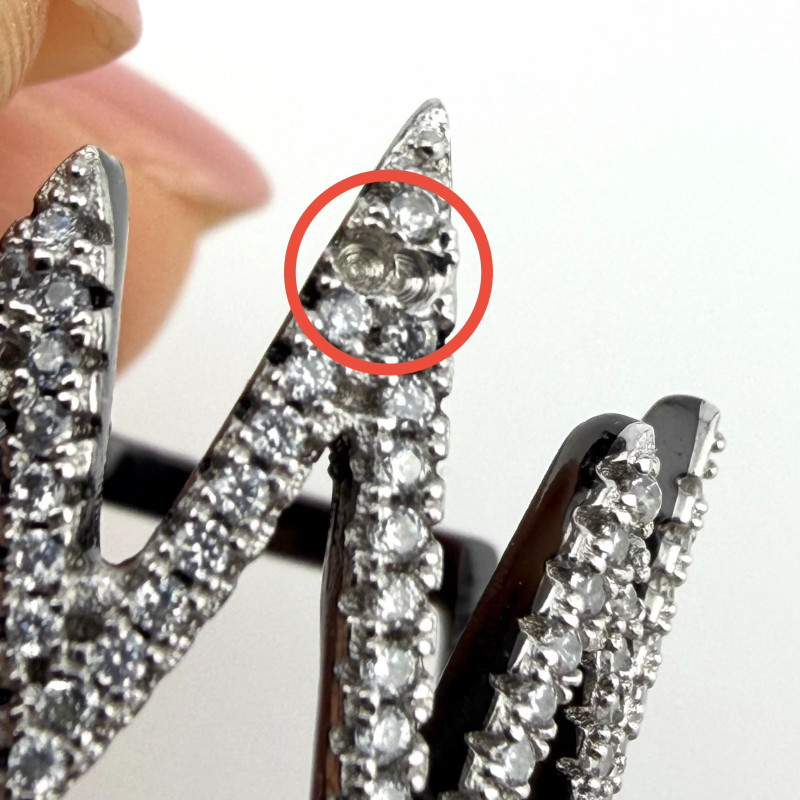 Heart Pulse Black Rhodium 925 Silver Cubic Zirconia Ring Sz 9.5