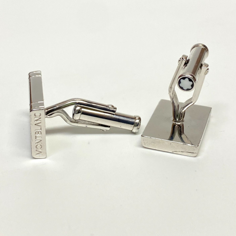 Montblanc Germany Sterling Silver Basket Wave Enamel Star Logo Cuff links