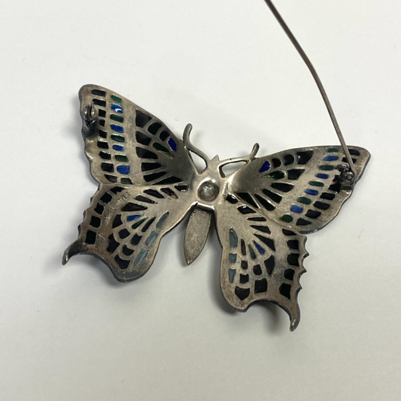 Vintage Alice Caviness Germany Enamel Sterling Silver Butterfly Brooch Vintage Alice Caviness Germany Enamel Sterling Silver Butterfly Brooch