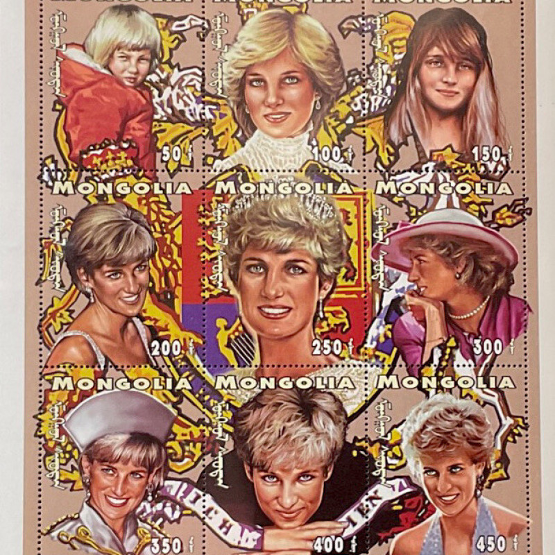 1997, MONGOLIA, PRINCESS DIANA, SHEET/9, MNH, W/COA
