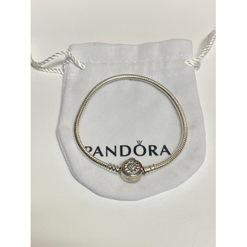 Authentic Pandora Moments Sparkling Crown O Snake Chain Bracelet 7 inches