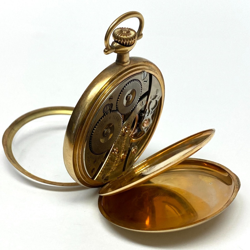 14k GOLD WALTHAM KEYSTONE, THE K.W.C.CO POCKET WATCH 23 Jewels, 48mm