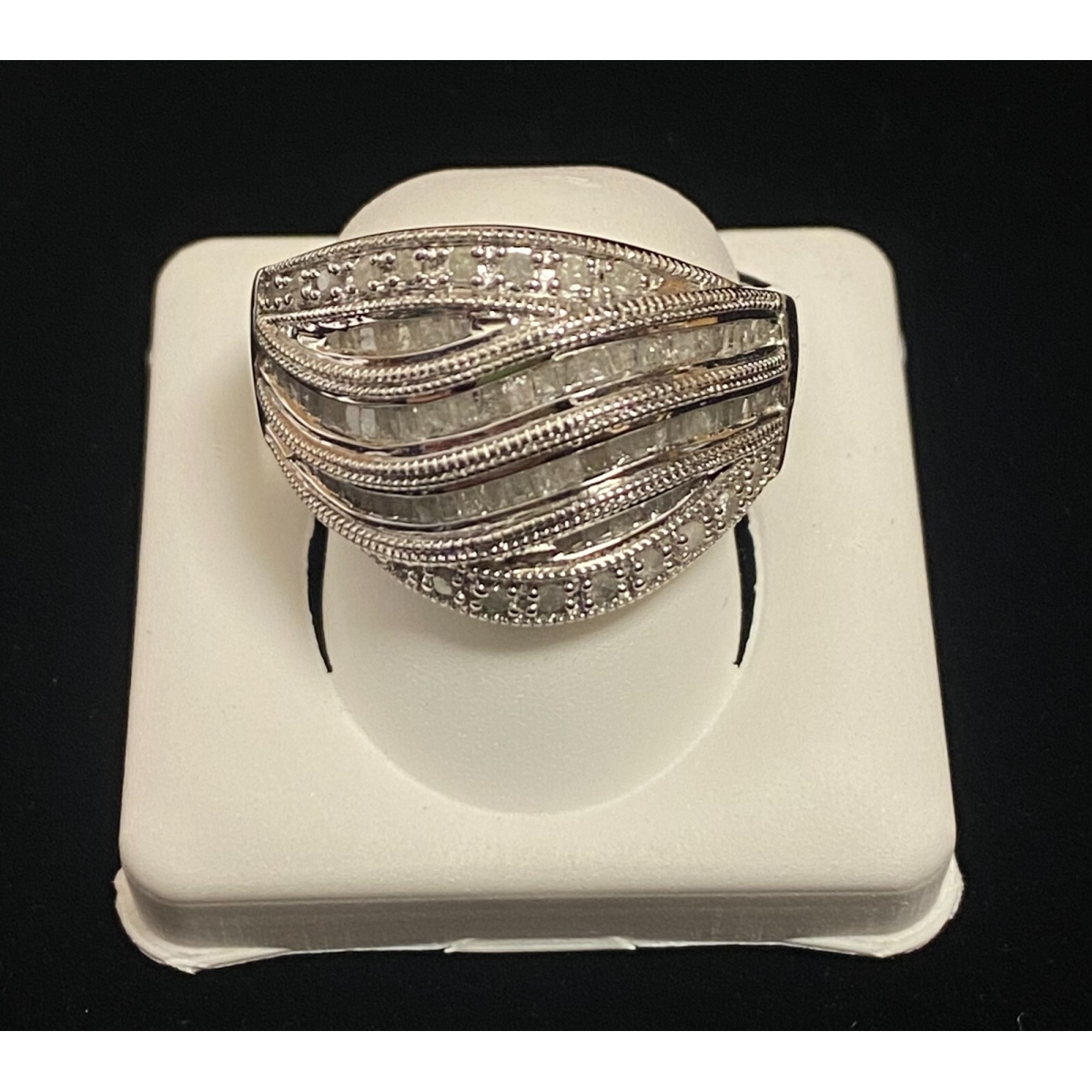 STERLING SILVER WHITE DIAMONDS 1.00CTW RING SIZE 11
