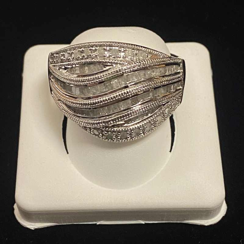 STERLING SILVER WHITE DIAMONDS 1.00CTW RING SIZE 11