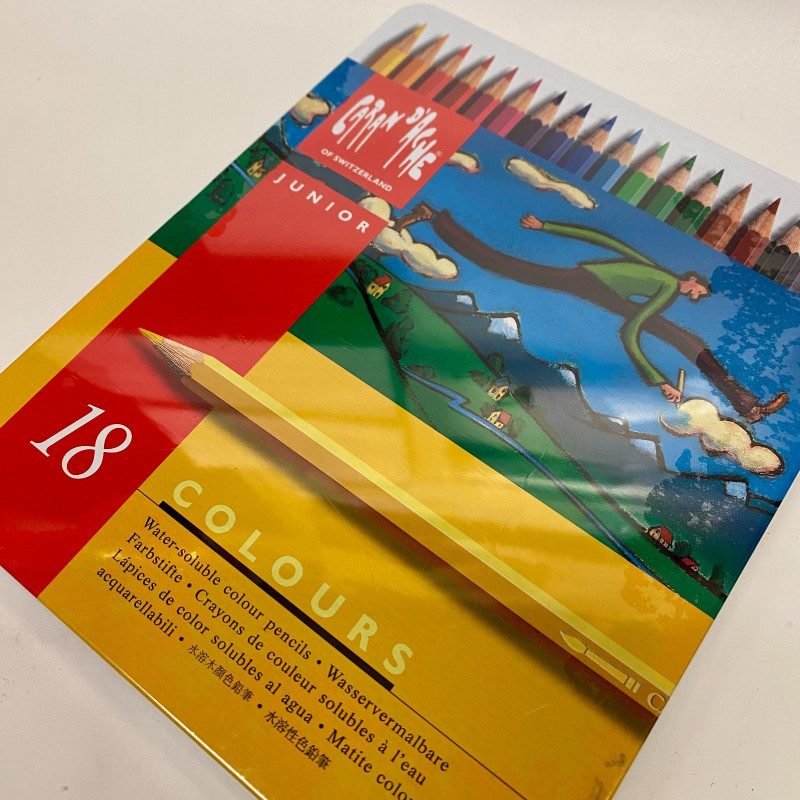 Caran d'Ache Junior 18 Water-Soluble Colour Pencils Tin NEW Swiss | 104053