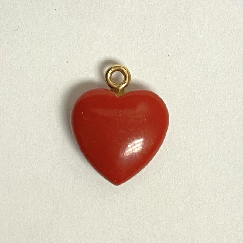 14 K Gold Red  CORAL HEART CHARM