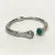 Gabriel & Co Sterling Silver And Steel Bangle S294719 With Green Carved Stone