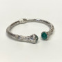 Gabriel & Co Sterling Silver And Steel Bangle S294719 With Green Carved Stone