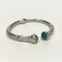 Gabriel & Co Sterling Silver And Steel Bangle S294719 With Green Carved Stone