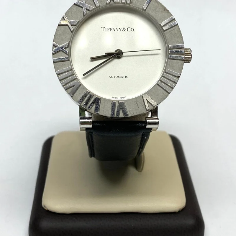 Tiffany & Co Atlas Large Sterling Silver Round Mechanical Watch